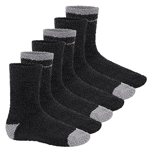 Footstar Damen & Herren Plüsch Stoppersocken mit ABS (6 Paar) - Schwarz Mix 39-42 von Footstar