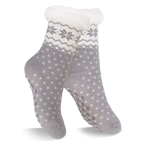 Footstar Damen und Herren Winter Haussocken (1 Paar) Kuschelsocken - Grau 35-38 von Footstar