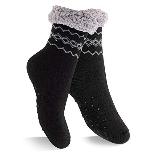 Footstar Damen und Herren Winter Haussocken (1 Paar) Kuschelsocken - Schwarz 43-46 von Footstar