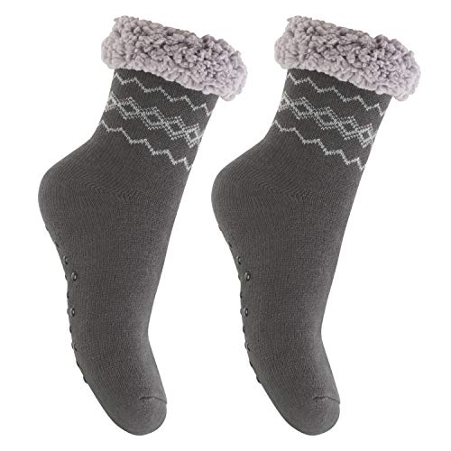 Footstar Damen und Herren Winter Haussocken (2 Paar) Kuschelsocken - Anthrazit 43-46 von Footstar