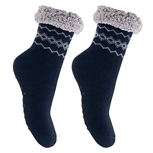 Footstar Damen und Herren Winter Haussocken (2 Paar) Kuschelsocken - Navy 39-42 von Footstar