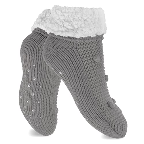 Footstar Damen weiche Winter Socken Stoppersocken ABS - Grau 35-38 von Footstar