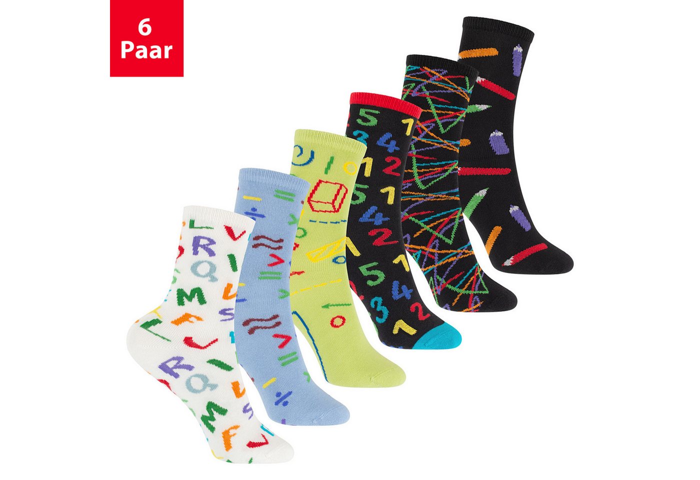 Footstar Freizeitsocken Bunte Kinder Baumwoll Basicsocken (6 Paar) & Kniestrümpfe (3 Paar) von Footstar