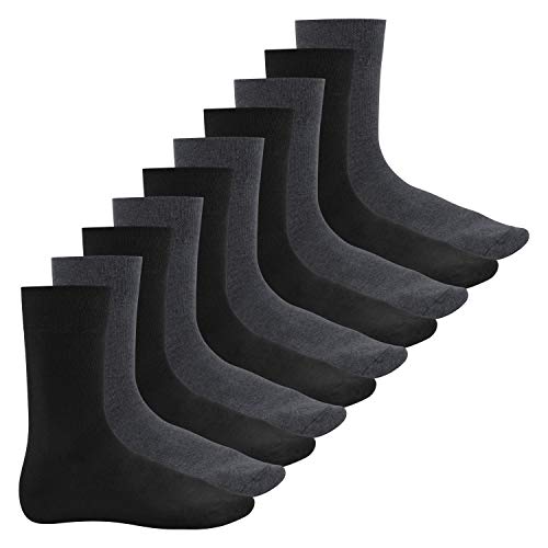 Footstar Herren Baumwollsocken (10 Paar) Handgekettelte flache Spitze - Everyday! - Anthrazit-Schwarz 39-42 von Footstar