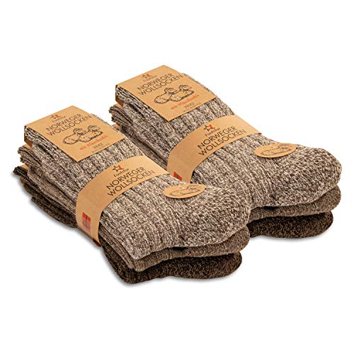 Footstar Herren Winter Wollsocken (6 Paar) Norweger Socken mit Frottee Plüschsohle - Brauntöne 35-38 von Footstar