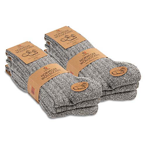 Footstar Herren Winter Wollsocken (6 Paar) Norweger Socken mit Frottee Plüschsohle - Hellgrau 35-38 von Footstar