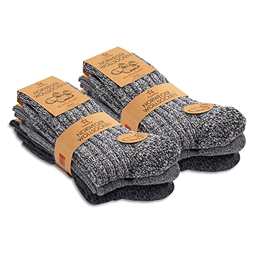 Footstar Herren Winter Wollsocken (6 Paar) Norweger Socken mit Frottee Plüschsohle - Schwarz Mix 47-50 von Footstar