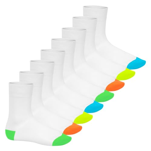 Footstar Herren & Damen Baumwollsocken (8 Paar) Socken im Neon Look - Fun Weiß 47-50 von Footstar