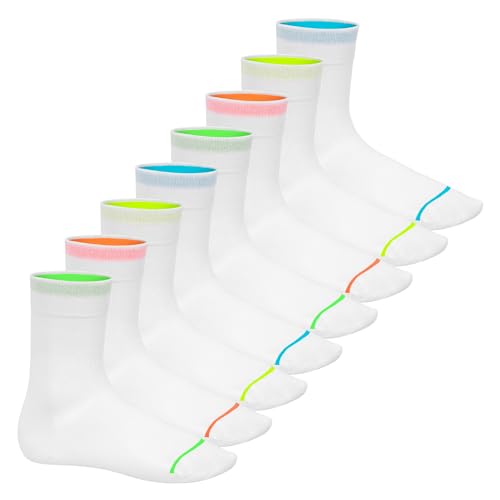 Footstar Herren & Damen Baumwollsocken (8 Paar) Socken im Neon Look - Weiß 47-50 von Footstar