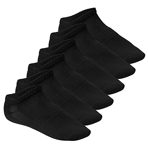 Footstar Damen & Herren Fitness Sneaker Socken (6 Paar) - Schwarz 35-38 von Footstar
