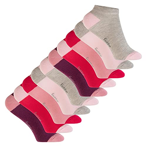 Footstar Kinder Baumwoll Sneaker Socken (10 Paar) mit abgesetzter Ferse und Spitze - Berry 27-30 von Footstar