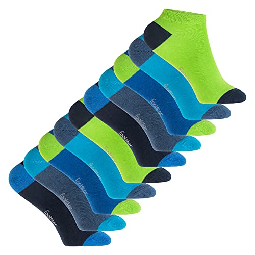 Footstar Kinder Baumwoll Sneaker Socken (10 Paar) mit abgesetzter Ferse und Spitze - Caribbean 23-26 von Footstar