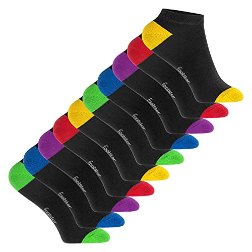 Footstar Kinder Baumwoll Sneaker Socken (10 Paar) mit abgesetzter Ferse und Spitze - Funfarben 23-26 von Footstar
