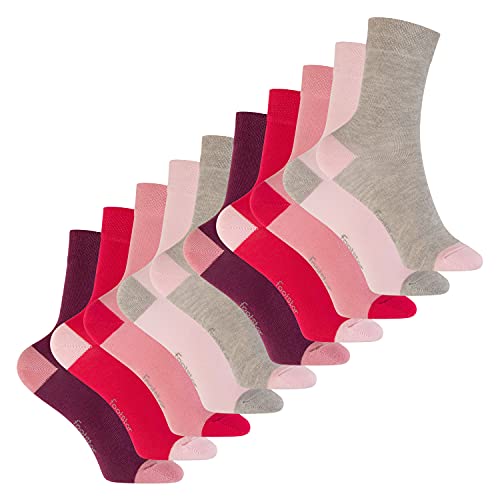 Footstar Kinder Baumwoll Socken (10 Paar) mit abgesetzter Ferse und Spitze - Berry 27-30 von Footstar