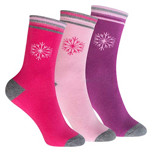 Footstar Kinder Frottee-Socken mit Motiv (3 Paar) Warme Socken mit Thermoeffekt - Schneeflocken Motiv 35-38 von Footstar