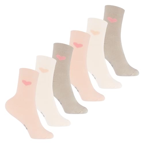 Footstar Kinder Frottee-Socken mit Motiv (6 Paar) Warme Socken mit Thermoeffekt - Herz Motiv 23-26 von Footstar