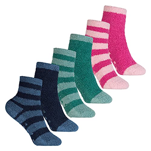 Footstar Kinder Kuschelsocken (6 Paar) - Plüschsocken mit Antirutsch-Sohle - Mix 27-30 von Footstar