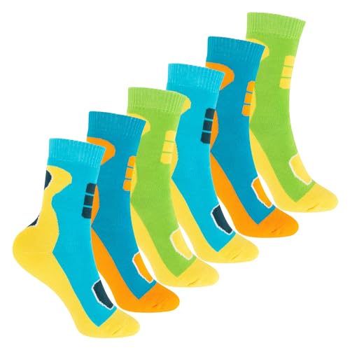 Footstar Kinder Outdoor Socken (6 Paar) Bunte Vollfrottee Socken mit Thermo-Effekt - Gelb 35-38 von Footstar