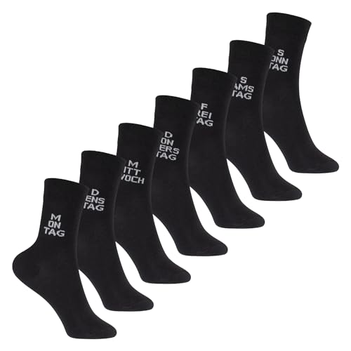 Footstar Kinder Wochentage Socken (7 Paar) Bunte Socken für Jungen und Mädchen - Black 27-30 von Footstar