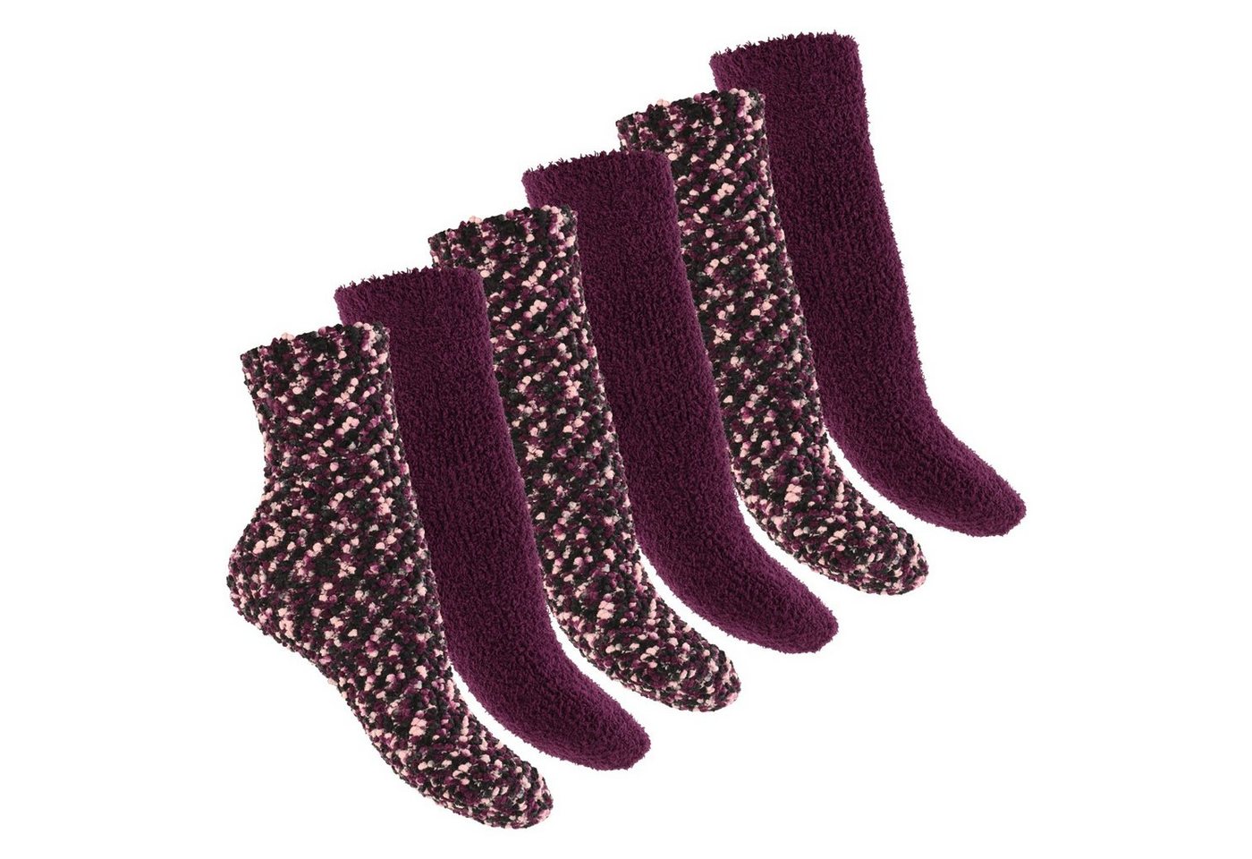 Footstar Kuschelsocken Plüschsocken für Damen & Herren Socken (6 Paar) von Footstar