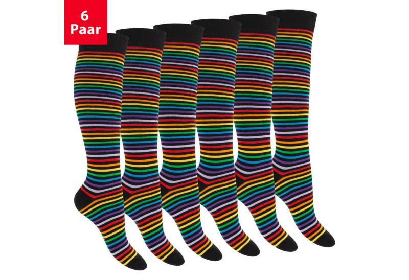 Footstar Langsocken Damen Kniestrümpfe geringelt (6 Paar) von Footstar