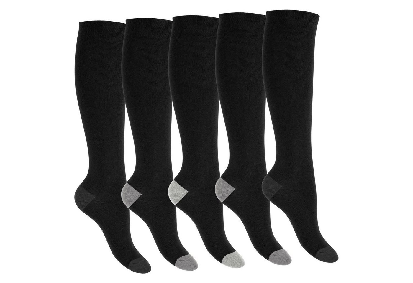 Footstar Langsocken Kinder Baumwoll Kniestrümpfe (5 Paar) abgesetzte Ferse/Spitze von Footstar