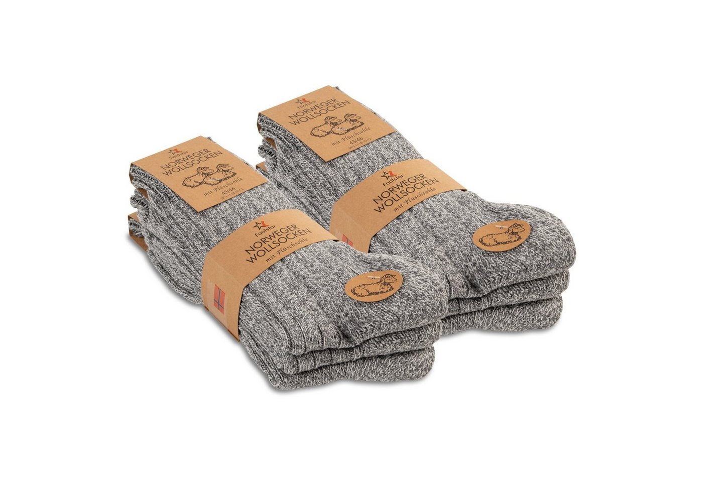 Footstar Norwegersocken Herren Winter Norweger Socken (6 Paar) Frottee Plüschsohle von Footstar