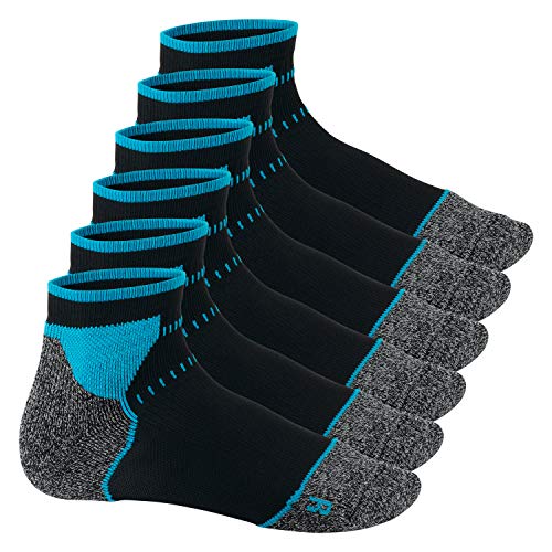 Footstar Damen & Herren Funktions Sport Socken (6 Paar), Gepolsterte Laufsocken - Schwarz-Blau 43-46 von Footstar