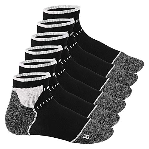 Footstar Damen & Herren Funktions Sport Socken (6 Paar), Gepolsterte Laufsocken - Schwarz-Weiss 35-38 von Footstar