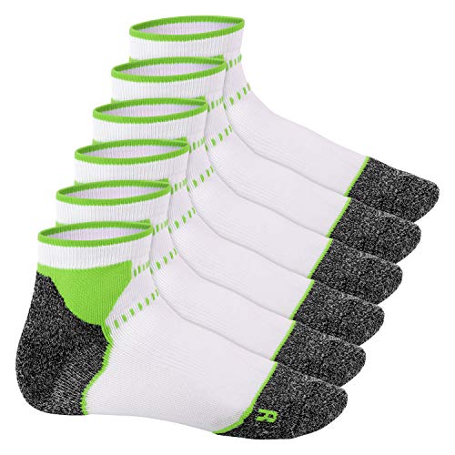 Footstar Damen & Herren Funktions Sport Socken (6 Paar), Gepolsterte Laufsocken - Weiss-Grün 39-42 von Footstar