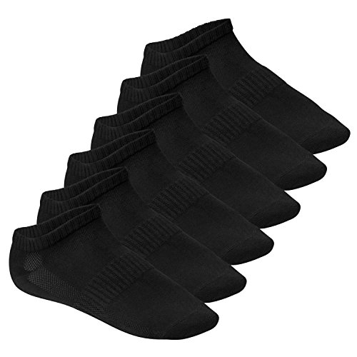 Footstar Damen & Herren Fitness Sneaker Socken (6 Paar) - Schwarz 39-42 von Footstar