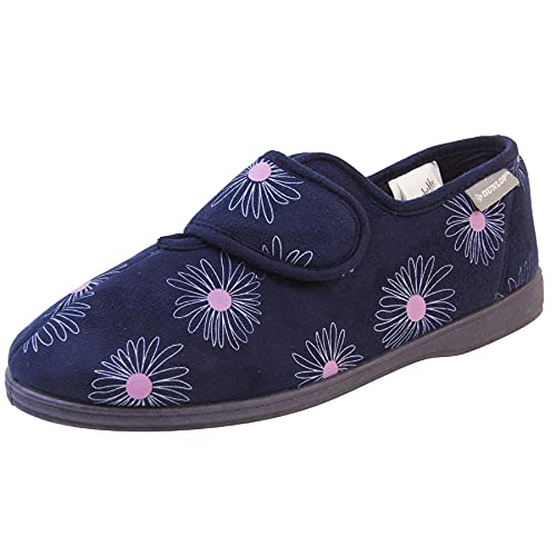 Dunlop Damen-Hausschuhe aus Velourslederimitat, Memory-Schaumstoff, Größe 36 37 38 40 41, Marineblau, 37 EU von Footwear Studio