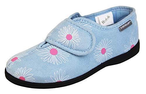 Dunlop Damen-Hausschuhe aus Velourslederimitat, Memory-Schaumstoff, Größe 36 37 38 40 41, hellblau, 37 EU von Footwear Studio