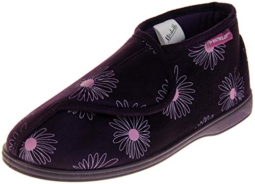 Dunlop Damen Orthopädische Klettverschluss Pantoffeln Lila Blume EU 36 ( Hesteller Größe: 3 ) von Footwear Studio