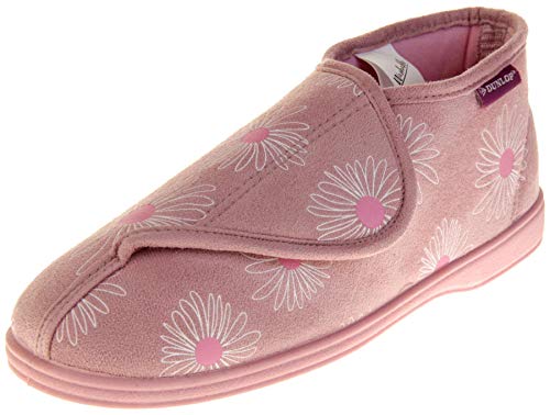 Dunlop Damen Orthopädische Klettverschluss Pantoffeln Rosa Blume EU 38 ( Hesteller Größe: 5 ) von Footwear Studio
