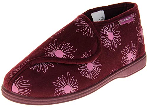 Dunlop Damen Orthopädische Klettverschluss Pantoffeln Rot Blume EU 38 ( Hesteller Größe: 5 ) von Footwear Studio