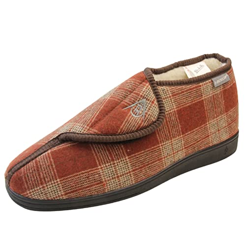 Dunlop Orthopädische Hausschuhe für Herren, verstellbar, Braunes Plaid, 42 EU von Footwear Studio