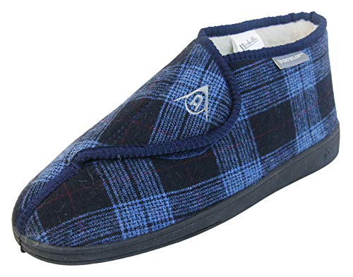 Dunlop Orthopädische Hausschuhe für Herren, verstellbar, Marineblau (Navy Plaid), 43 EU von Footwear Studio