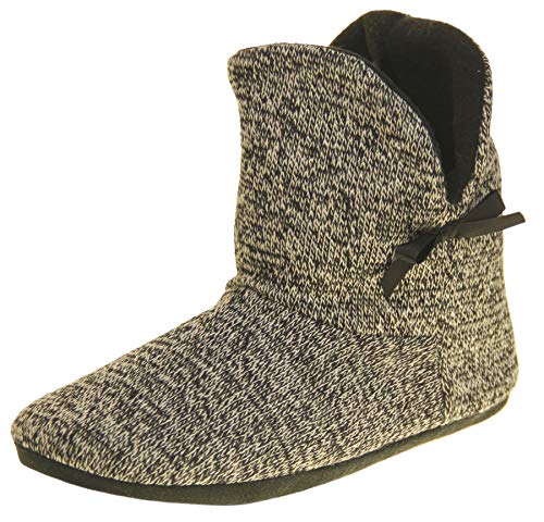 Footwear Studio Damen-Hausschuhe aus Kunstfell, warm, mit Fleece gefüttert, Schleifen-Design, bequem, Schwarze Schleife, 36/37 EU von Footwear Studio