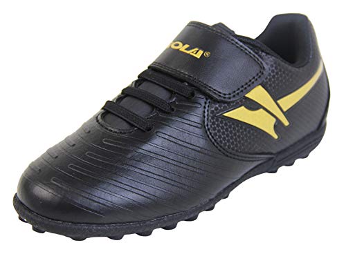 Gola Astro Turf Kinder Sportschuhe mit Schnürung, Fußballschuhe, Gold - Schwarz Gold Aka051 - Größe: 28 EU von Footwear Studio