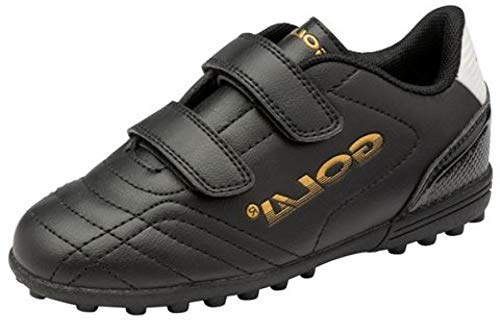 Gola Astro Turf Kinder Sportschuhe mit Schnürung, Fußballschuhe, Schwarz - Schwarz-Weiß-Gold - Größe: 29 EU von Footwear Studio