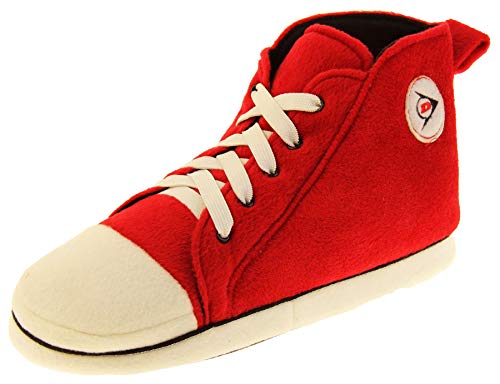 Herren Dunlop Warme Fleece Neuheit Sport Trainer Hausschuhe,Rot Hi Top Trainer Stiefel,M von Footwear Studio