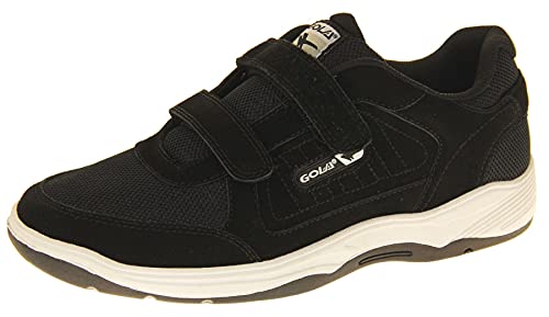 EEE-Sneaker für Herren, breite Passform, Veloursleder, Touch-Verschluss, schwarz / weiß, 47 EU von Footwear Studio