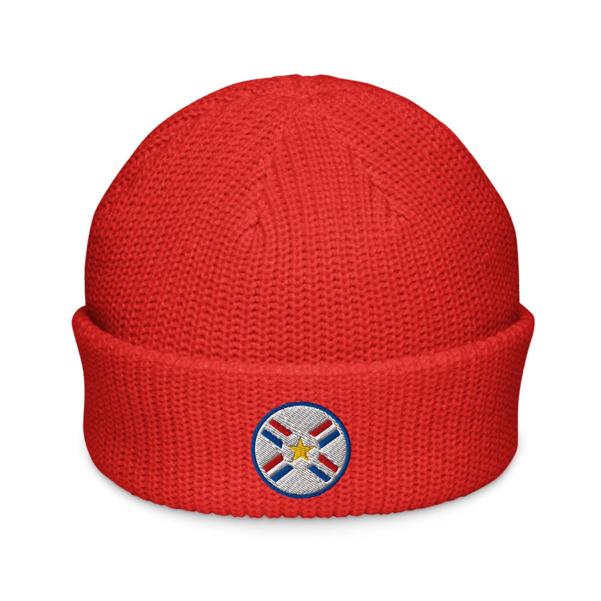 Paraguay World Cup Minimalist Design Embroidered Fisherman Beanie Soccer Football Hat von FootynRich