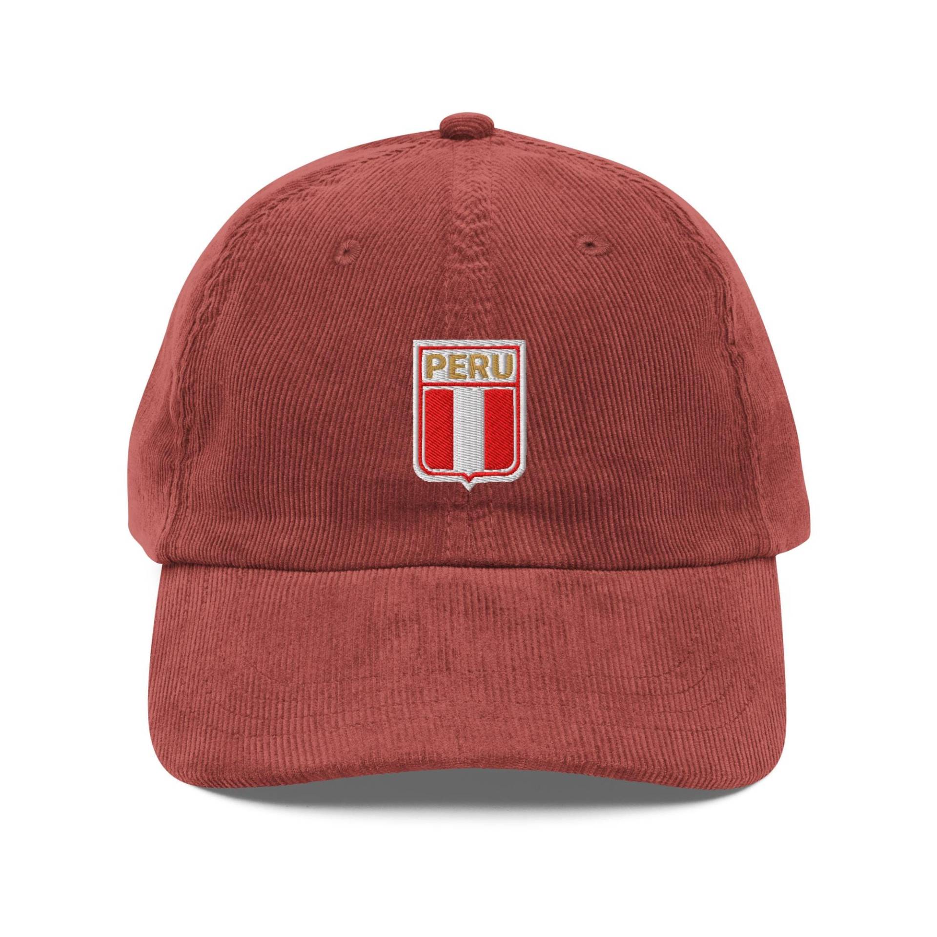 Peru World Cup Minimalist Design Embroidered Vintage Corduroy Cap Soccer Football Hat von FootynRich