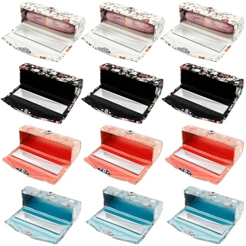 Foppla Lippenstift-Etui mit Spiegel, für Damen, Blumenmuster, Lippenstift-Organizer, tragbar, Kosmetik-Aufbewahrungsset für Geldbörse, 4 Farben, 12 Stück, mix, Blumenmuster Foppla Lippenstift-Etui mit Spiegel, für Damen, Blumenmuster, Lippenstift-Organizer, tragbar, Kosmetik-Aufbewahrungsset für Geldbörse, 4 Farben, 12 Stück, mix, Blumenmuster von Foppla