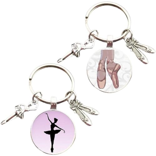 Fopytu Ballett-Tänzer-Figur-Silhouette-Schlüsselanhänger, 2 Stück/Set, Schlüsselanhänger, Taschenanhänger, Auto-Schlüsselanhänger, Charm-Handtasche, hängendes Geschenk für Mädchen von Fopytu