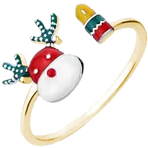 Fopytu Weihnachtsring Weihnachten Elchhirsch Öffnungsring Einfache Schöne Elch Ring Party Schmuck Weihnachtsgeschenke von Fopytu