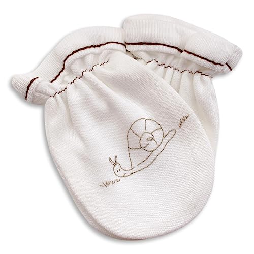 For Babies - Bio-Baumwolle Baby Kratzhandschuhe Kratzfäustlinge für Neugeborene Jungen und Mädchen 0 bis 3 Monate/Anti Scratch Mittens Newborn Organic Cotton (Schnecke) von For Babies