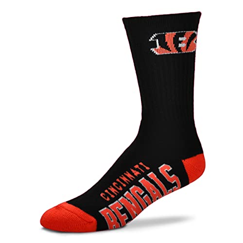 FBF - NFL Deuce Erwachsene Team Logo Crew Dress Socken Schuhe für Männer und Frauen Game Day Apparel, Cincinnati Bengals, Large von For Bare Feet